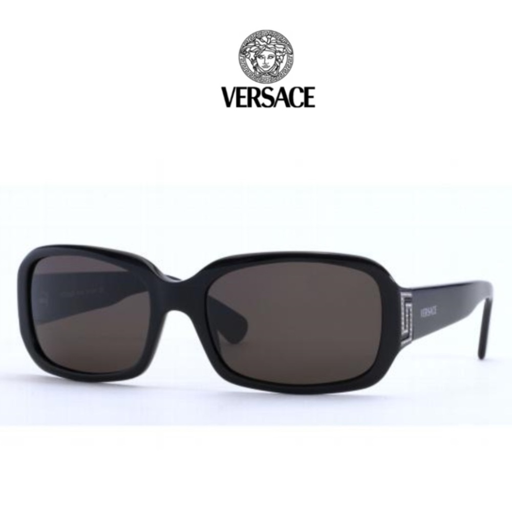 Versace Black Oversized Sunglasses with Glossy Finish